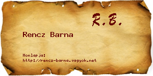 Rencz Barna névjegykártya